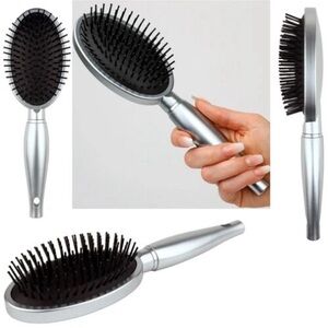 Luxe Oval Detangling Hair Brush Full Size Silver Black Aria Beauty NEW